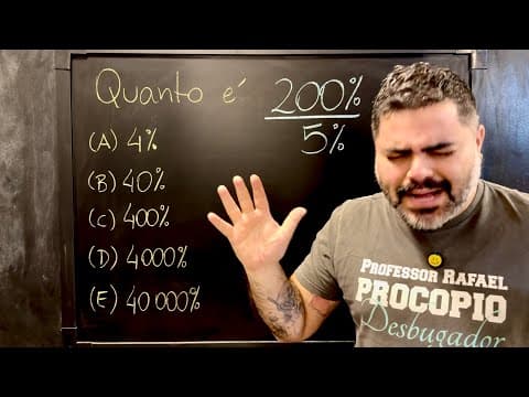 Thumbnail da aula: 200%/5% = ??? DIVISÃO DE PORCENTAGEM bugante! Você consegue resolver?