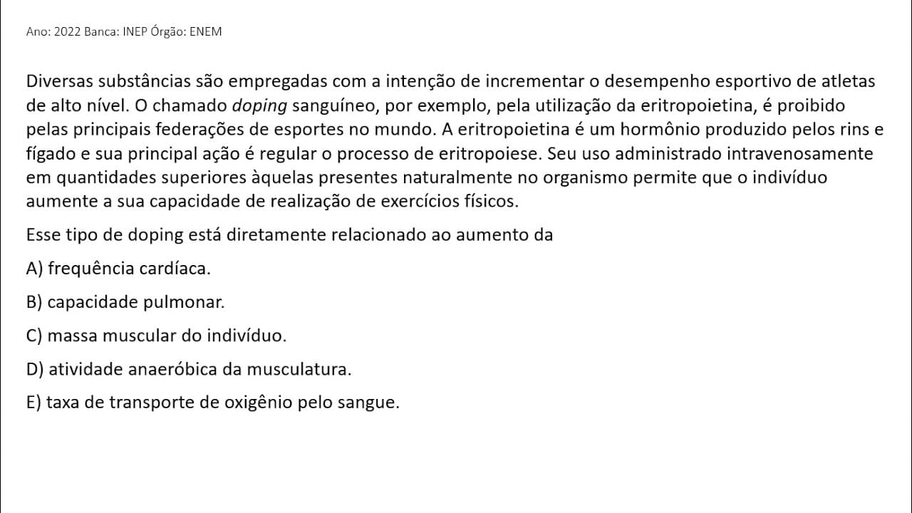 Thumbnail: ENEM 2022 - Diversas substâncias são empregadas com a intenção de incrementar o desempenho...