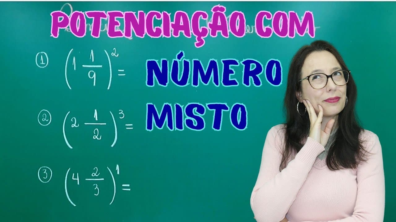Thumbnail: POTENCIAÇÃO COM NÚMERO MISTO - Professora Angela Matemática