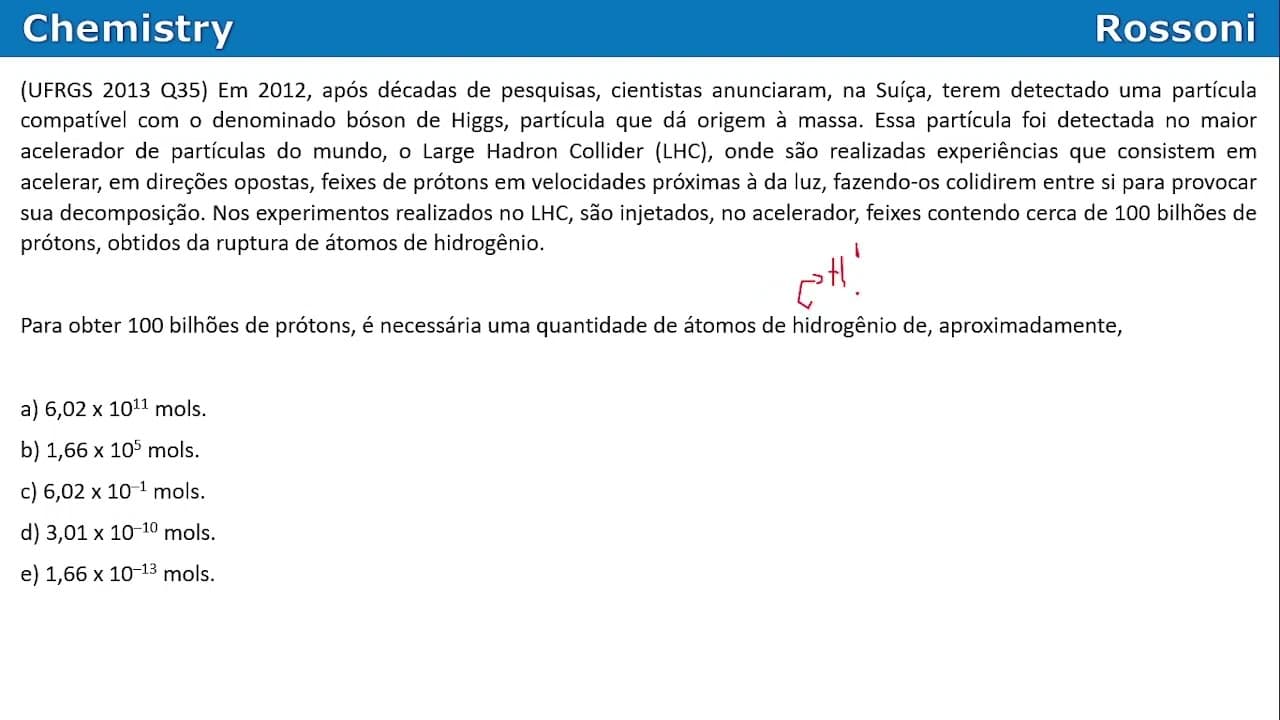 Thumbnail: UFRGS 2013 Química - Questão 35 - bóson de Higgs e LHC