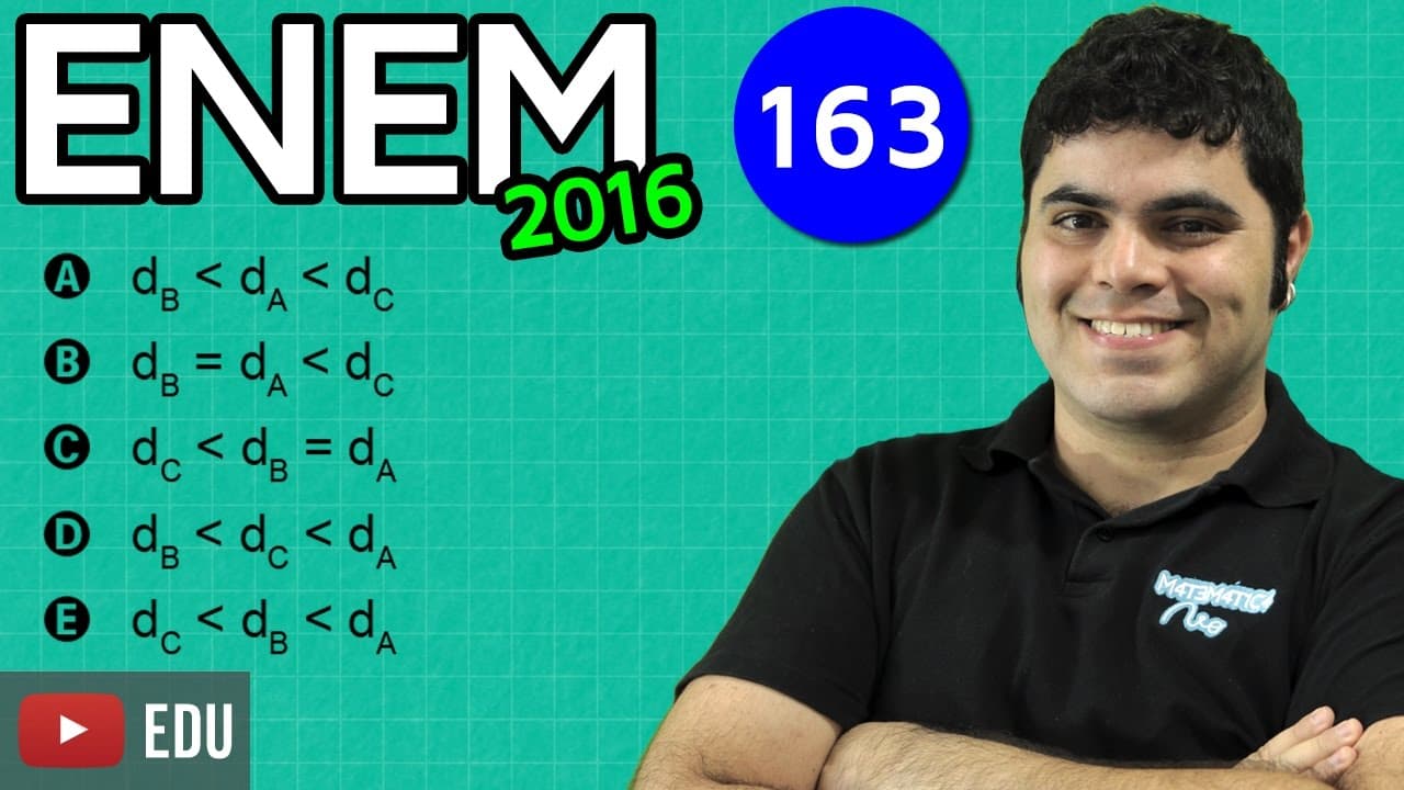 Thumbnail: 👉 ENEM 2016 Matemática #28 - Comparação de Densidades (questão difícil)