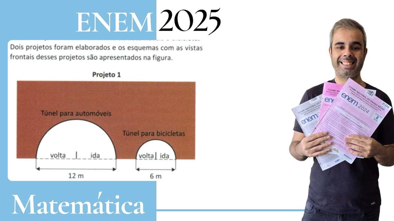 Thumbnail: ENEM 2025 - Em uma cidade, será construído um túnel que atravessa uma montanha para facilitar o