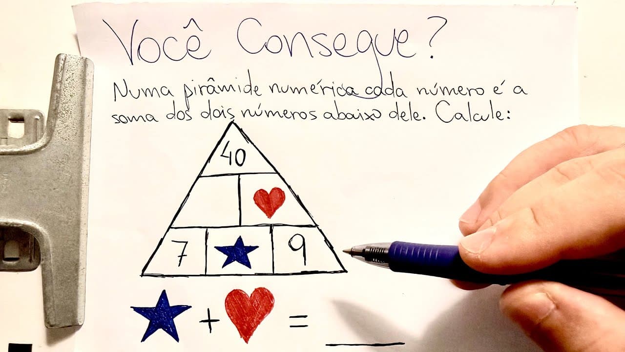 Thumbnail: Você NÃO CONSEGUE resolver esse SISTEMA COM 3 INCÓGNITAS VIRAL da Pirâmide Numérica! Consegue?