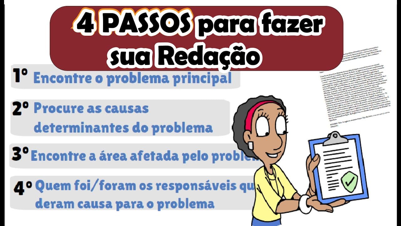 Thumbnail: 4 PASSOS para fazer uma REDAÇÃO sem saber nada do tema | Desenhando a Solução