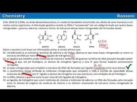 Thumbnail da aula: UFSC 2018-2 Q36 - DNA e ligações de hidrogênio