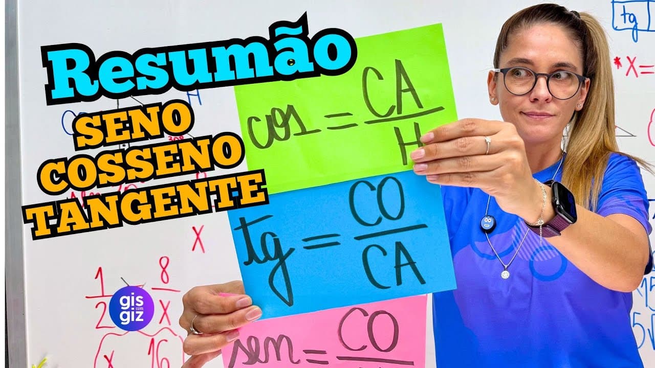 Thumbnail: SENO, COSSENO E TANGENTE - RESUMÃO TRIGONOMETRIA NO TRIÂNGULO RETÂNGULO