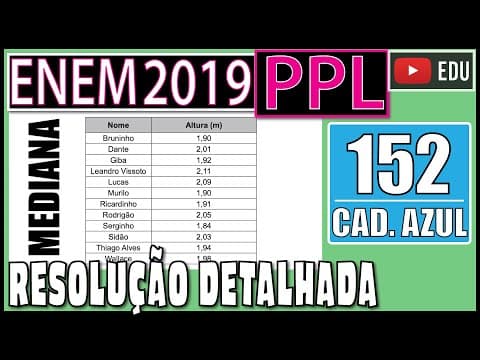 Thumbnail da aula: [ENEM 2019 PPL] 152 📘 MEDIANA O quadro apresenta a relação dos jogadores que fizeram parte da