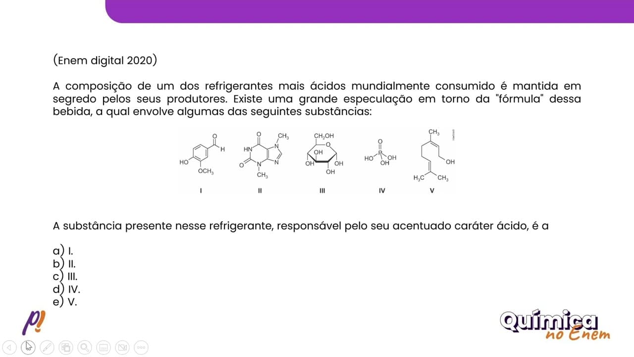 Thumbnail: ENEM DIGITAL 2020 - FUNÇÕES INORGÂNICAS | A composição de um dos refrigerantes...