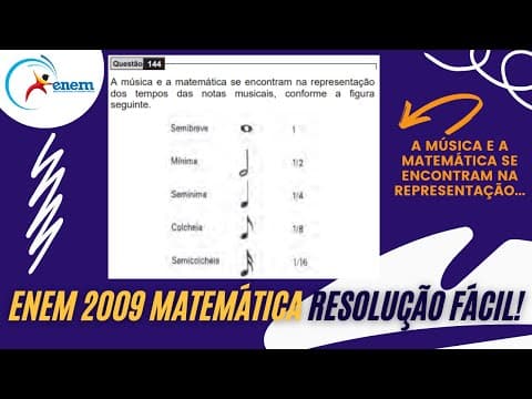 Thumbnail da aula: RESOLUÇÃO FÁCIL ENEM 2009 Matemática - A música e a matemática se encontram... | Andrey Estevam