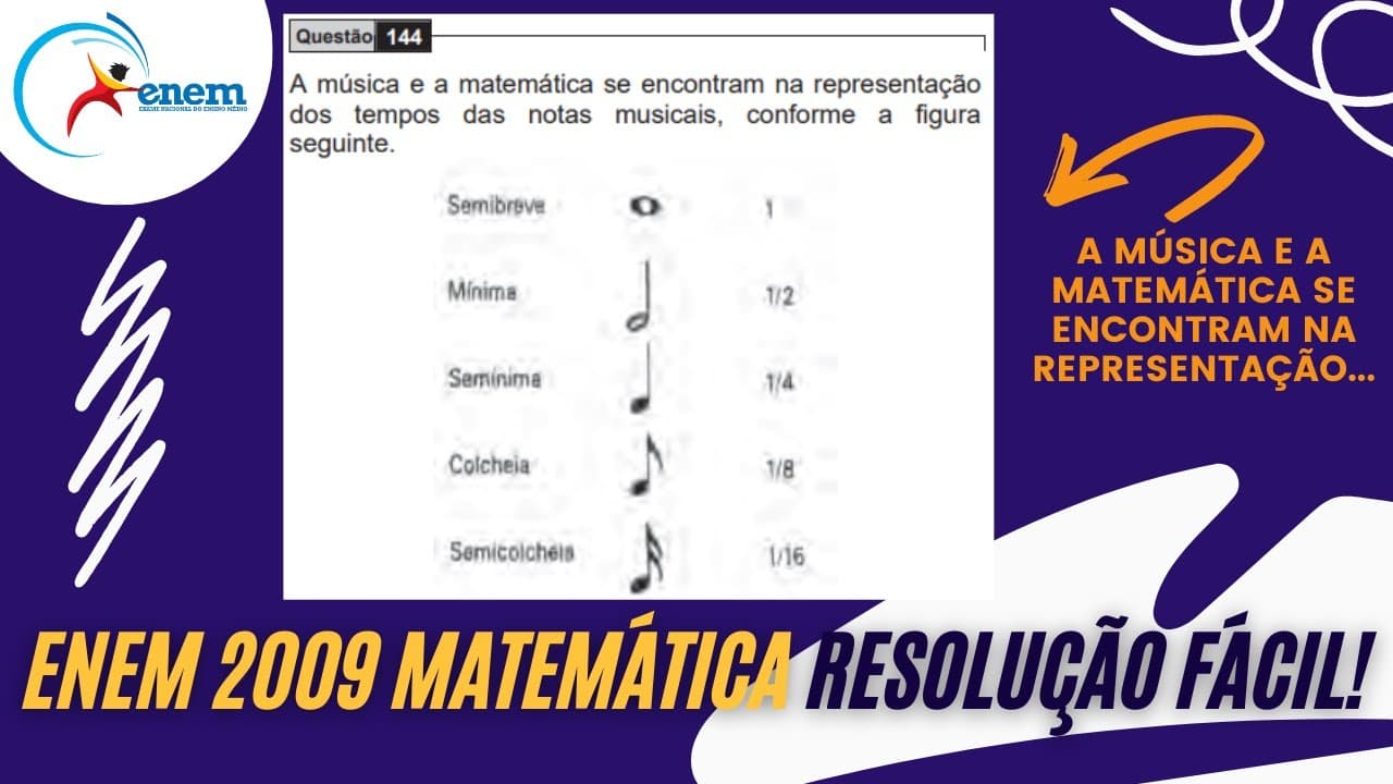 Thumbnail: RESOLUÇÃO FÁCIL ENEM 2009 Matemática - A música e a matemática se encontram... | Andrey Estevam