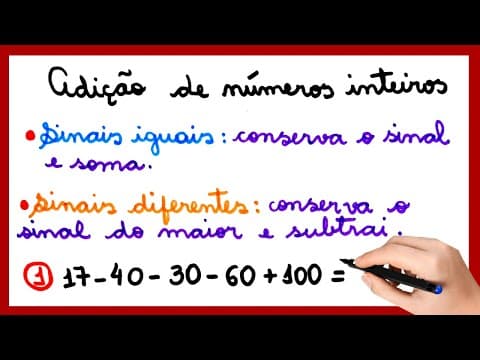 Thumbnail da aula: ADIÇÃO DE INTEIROS!!! SIMPLES  E FÁCIL. A ajuda que você precisa de jeito simples e fácil.