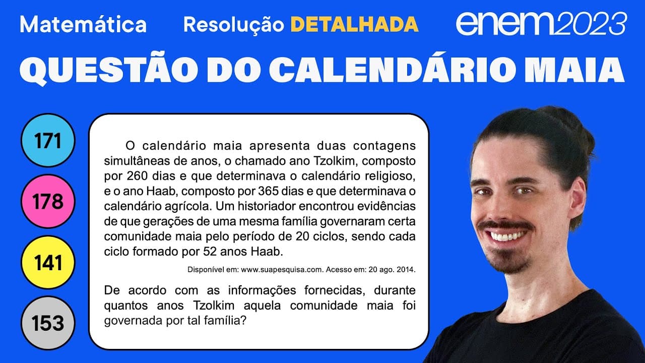 Thumbnail: 🔵 Questão do calendário maia: ENEM 2023 Matemática (Detalhada) - Razão e Proporção