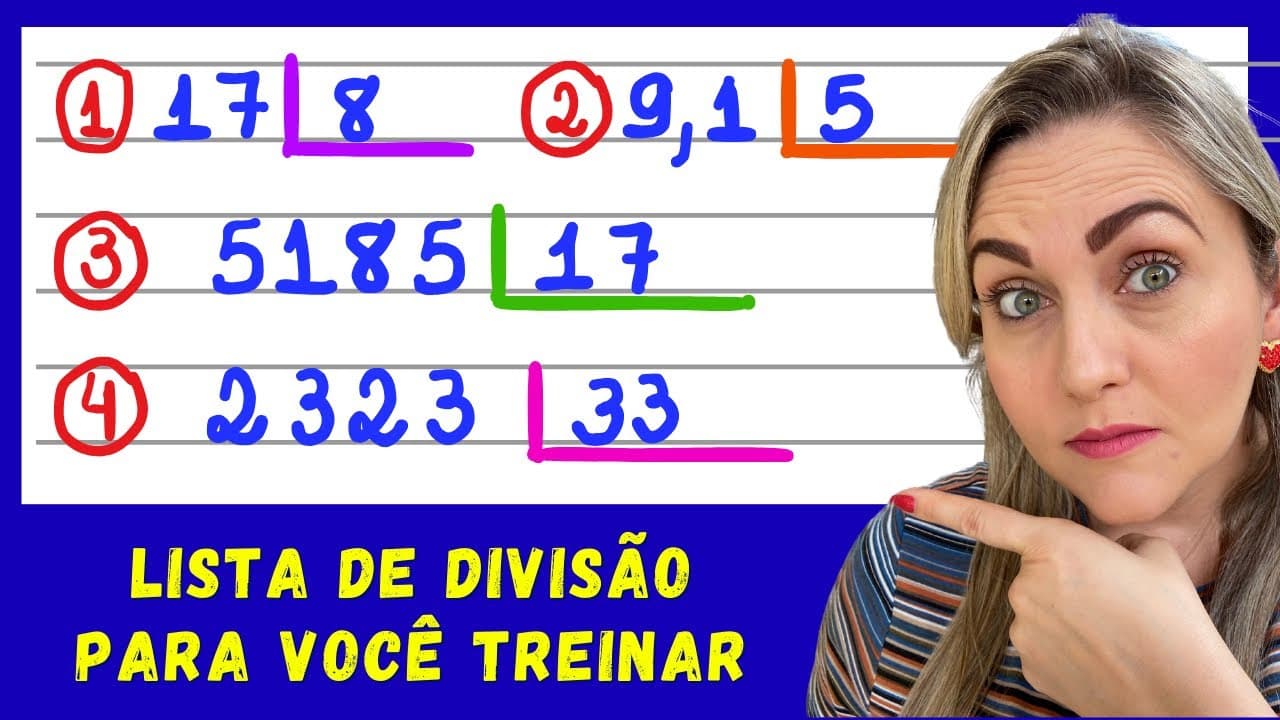 Thumbnail: LISTA DE EXERCÍCIOS PARA VOCÊ TREINAR DIVISÃO!! APRENDA COMO FAZER DIVISÃO! EXPLICAÇÃO CONTEÚDO