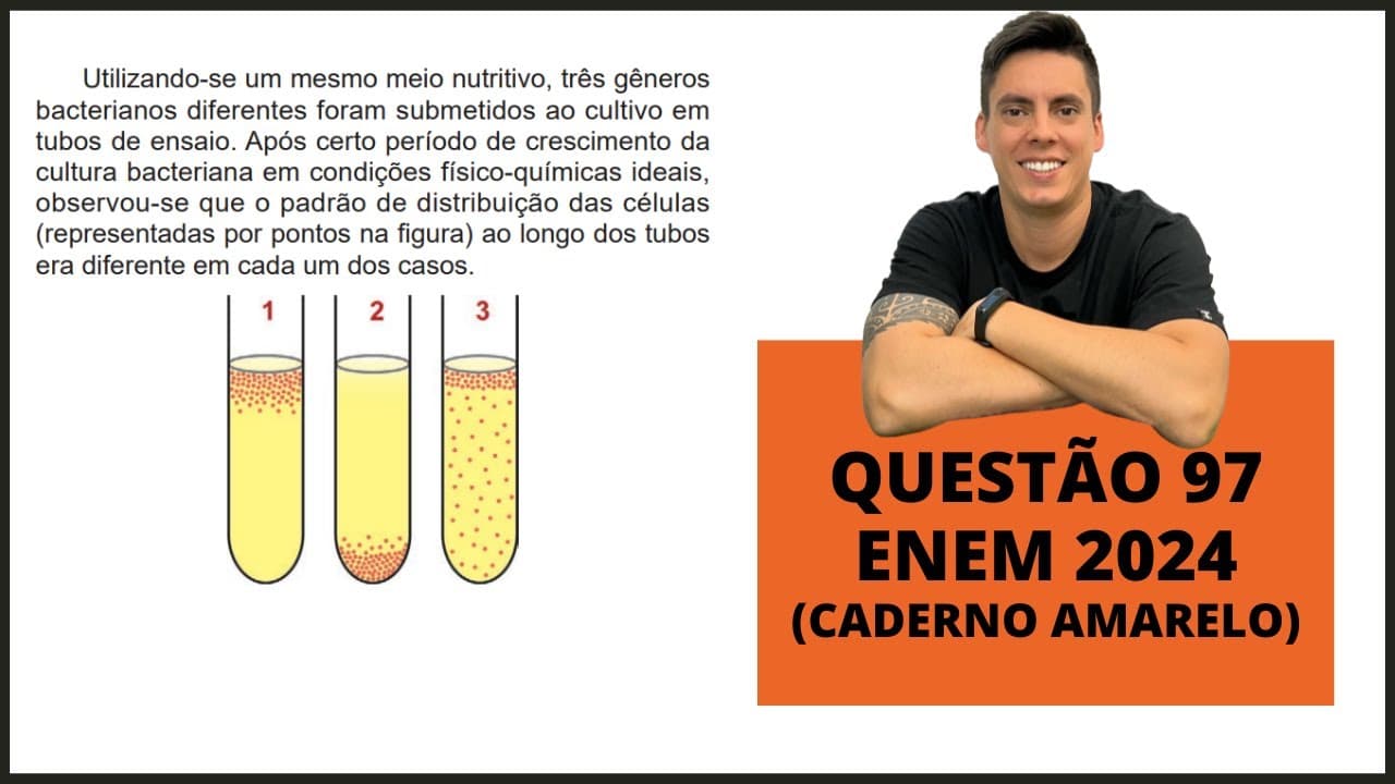Thumbnail: BIOLOGIA ENEM 2024! "Utilizando-se um mesmo meio nutritivo, três gêneros bacterianos..."