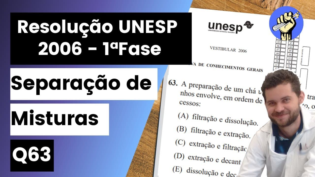 Thumbnail: ✏️UNESP 2006 | A preparação de um chá utilizando os já tradicionais saquinhos envolve, em ordem de