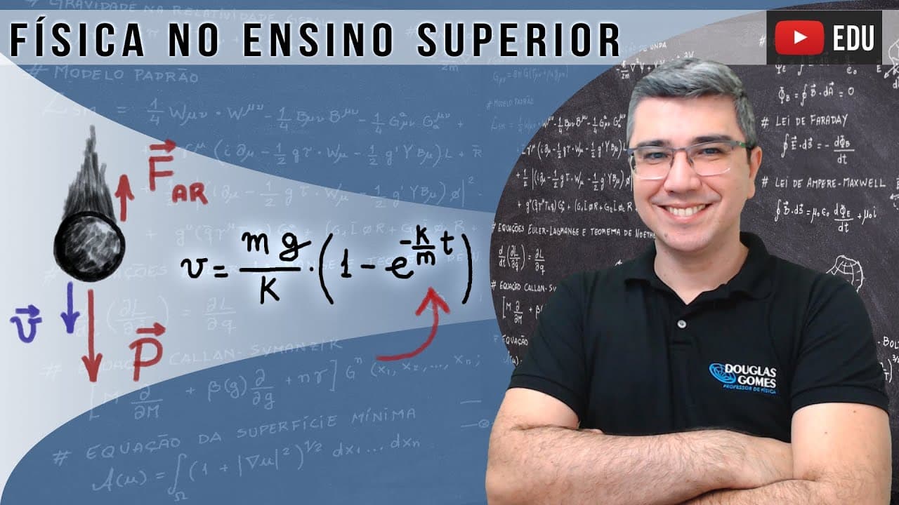 Thumbnail: Queda com resistência do ar | Equação diferencial | Física no Ensino Superior