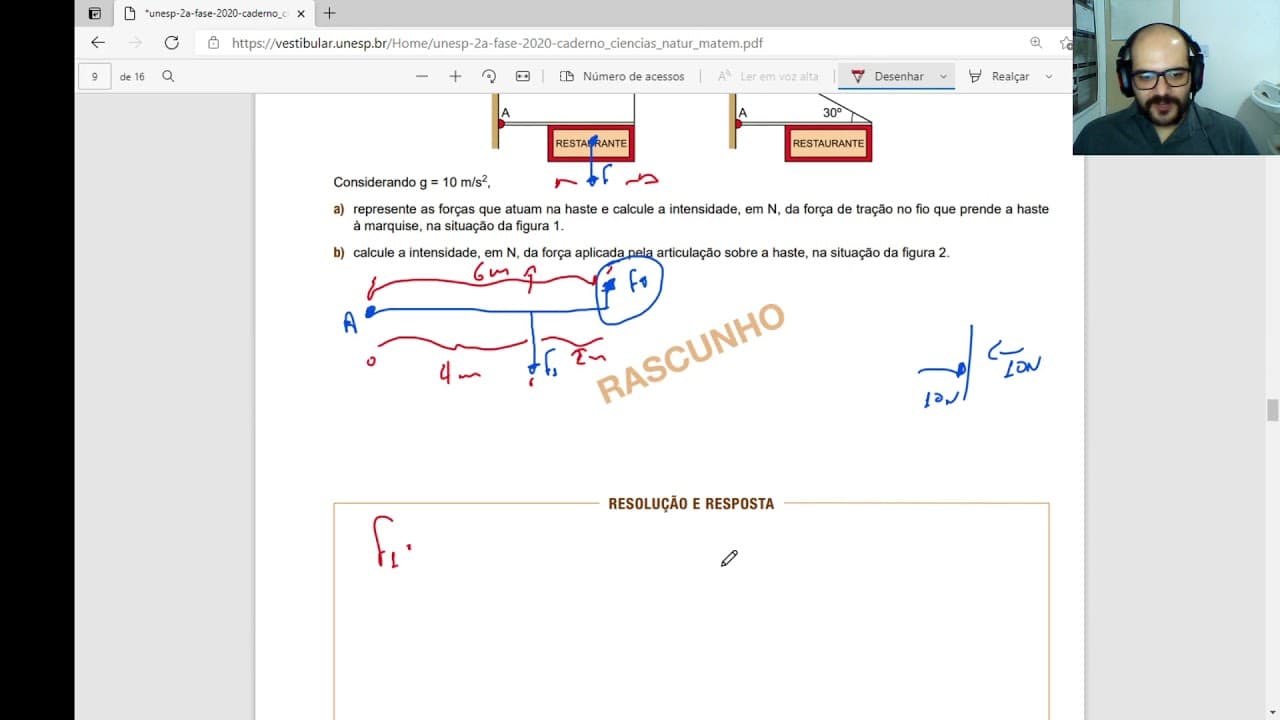Thumbnail: Resolução UNESP 2020 2° Fase - Exercício de Física