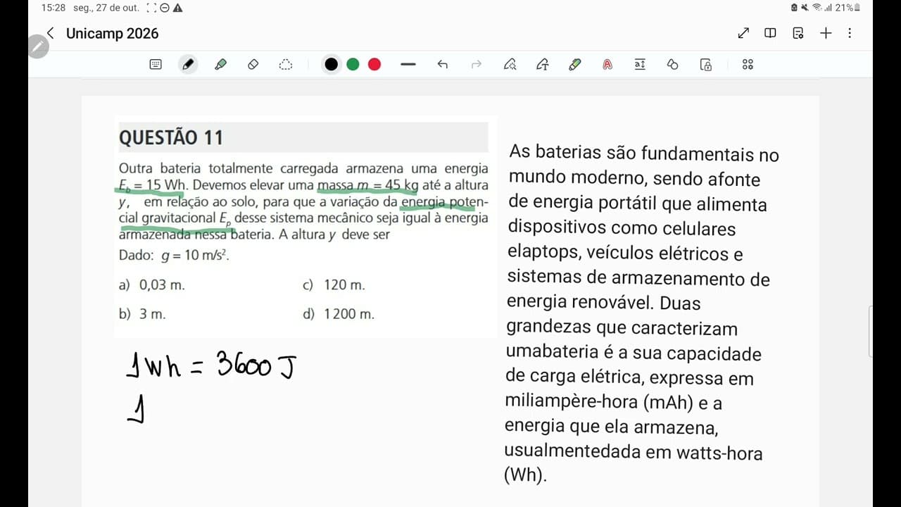 Thumbnail: Resolução Questão 11 – Física | Unicamp 2026 (Prova QX) | Passo a Passo Comentado