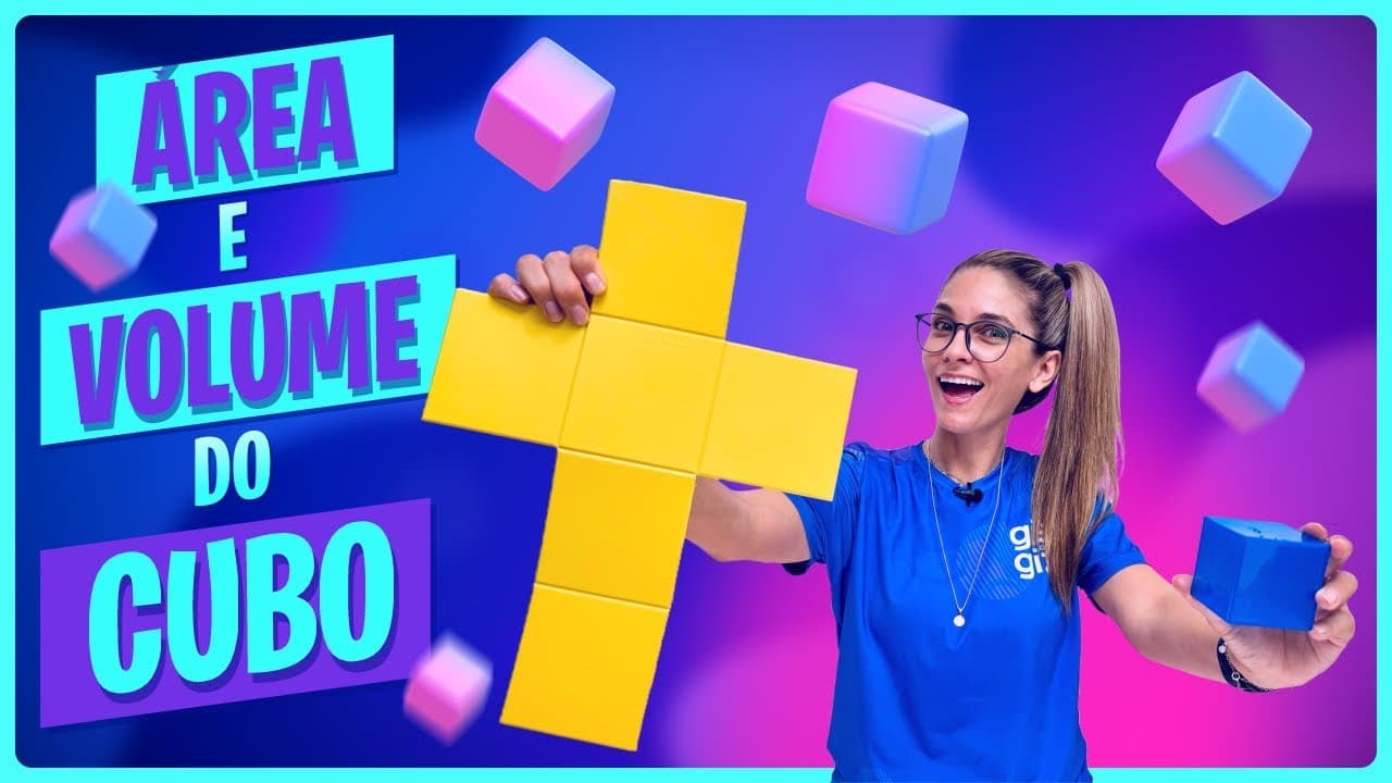 Thumbnail: 🟩 Área e Volume de um Cubo: Tudo em 1 Vídeo!
