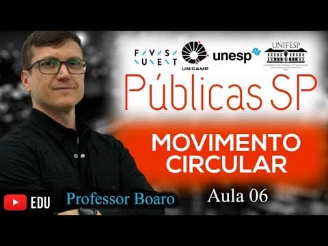 Thumbnail da aula: MOVIMENTO CIRCULAR   FUVEST UNESP UNICAMP - EXERCÍCIO RESOLVIDO - AULA6