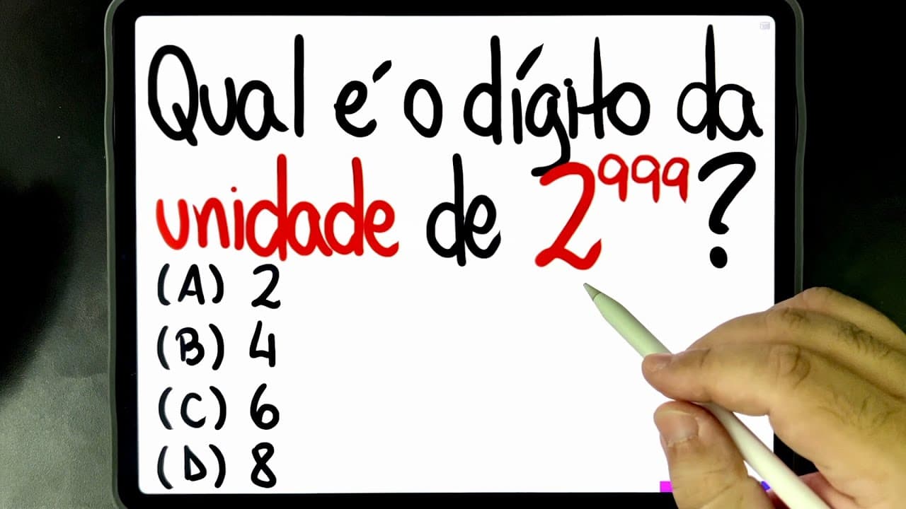 Thumbnail: 🔥 REALIDADE DE QUEM RESOLVE QUESTÃO DE POTENCIAÇÃO USANDO O RESTO DE UMA DIVISÃO! Você consegue?