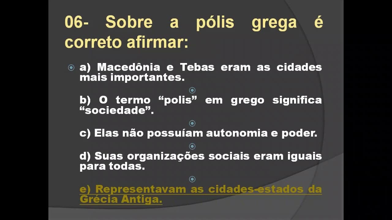 Thumbnail: CORREÇÃO DAS ATIVIDADES: CIVILIZAÇÃO GRECO-ROMANA  - GRÉCIA ANTIGA  - 1 ANO