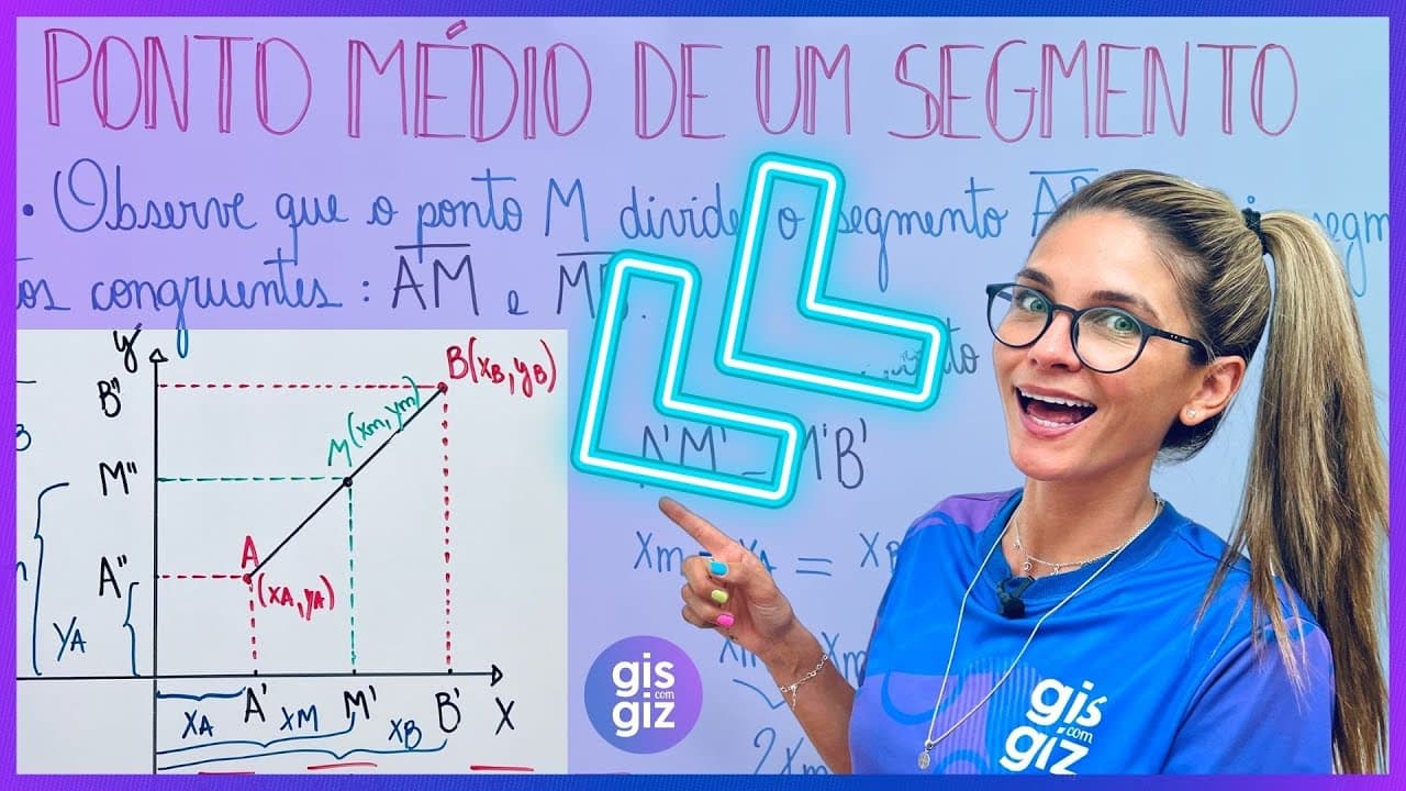 Thumbnail: PONTO MÉDIO DE UM SEGMENTO  | Geometria analítica |  FÓRMULA E EXERCÍCIOS