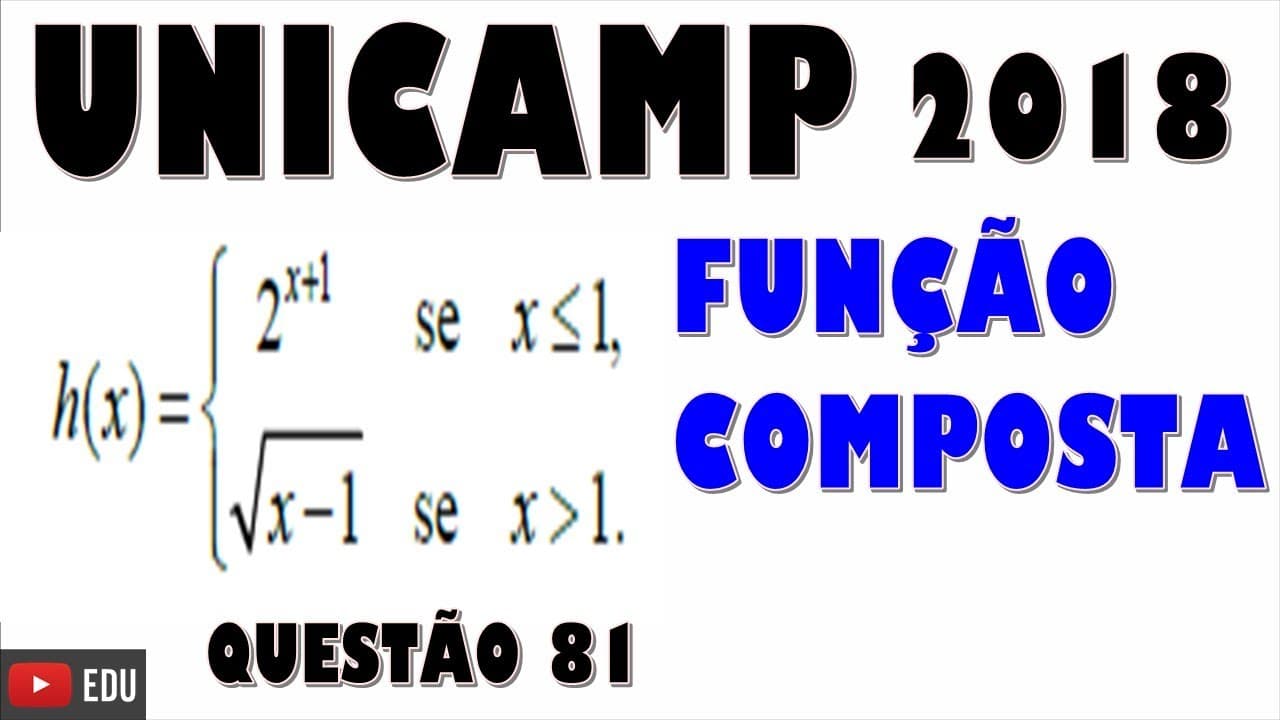 Thumbnail: UNICAMP 2018-QUESTÃO 81(Z)- FUNÇÃO COMPOSTA !!