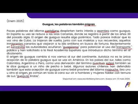 Thumbnail da aula: ENEM 2025 | Guagua, las palabras también migran...