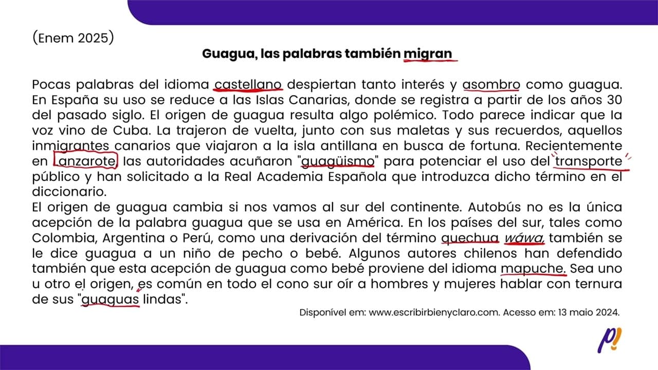 Thumbnail: ENEM 2025 | Guagua, las palabras también migran...