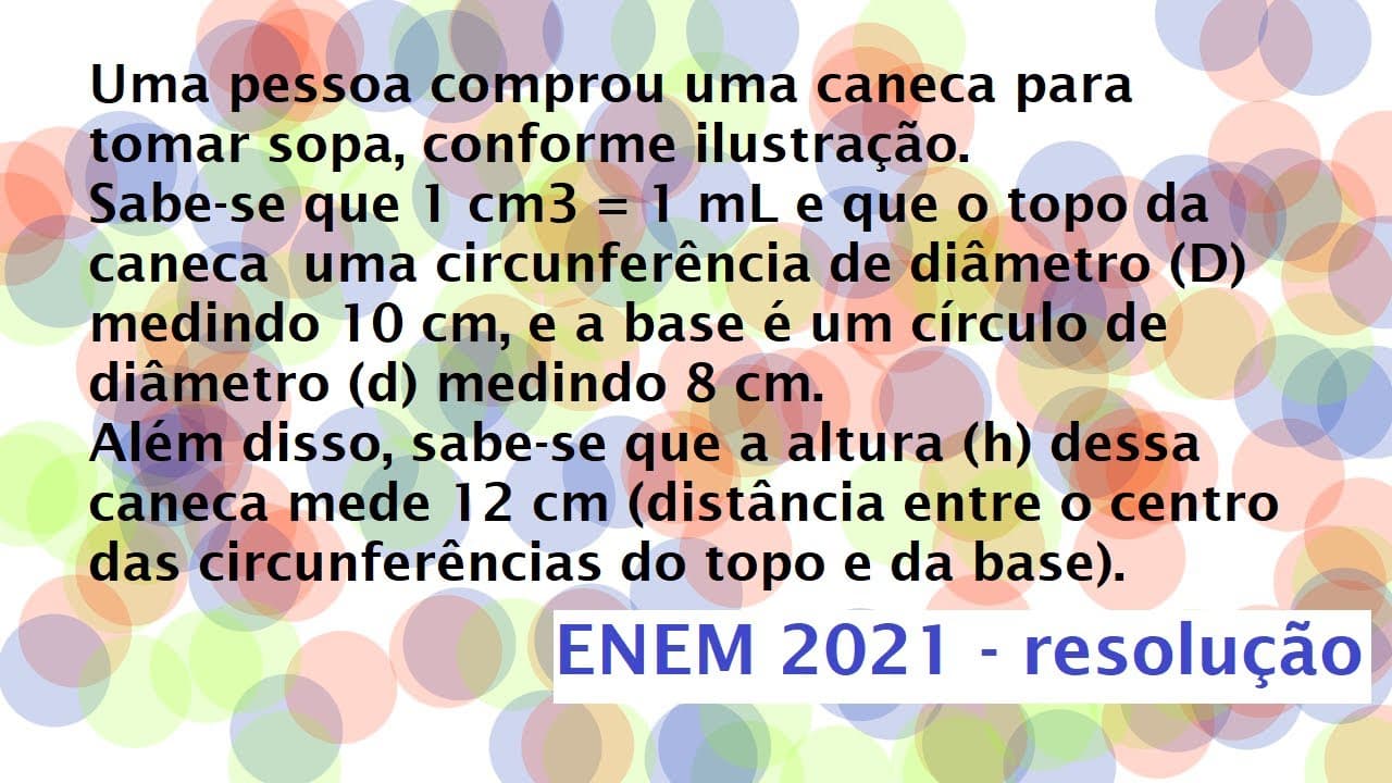 Thumbnail: Uma pessoa comprou uma caneca para tomar sopa, Enem  2021 - resolução