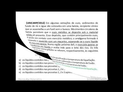Thumbnail da aula: MABA VESTIBULARES - QUÍMICA - PROPRIEDADE DOS MATERIAIS - UNICAMP 2012