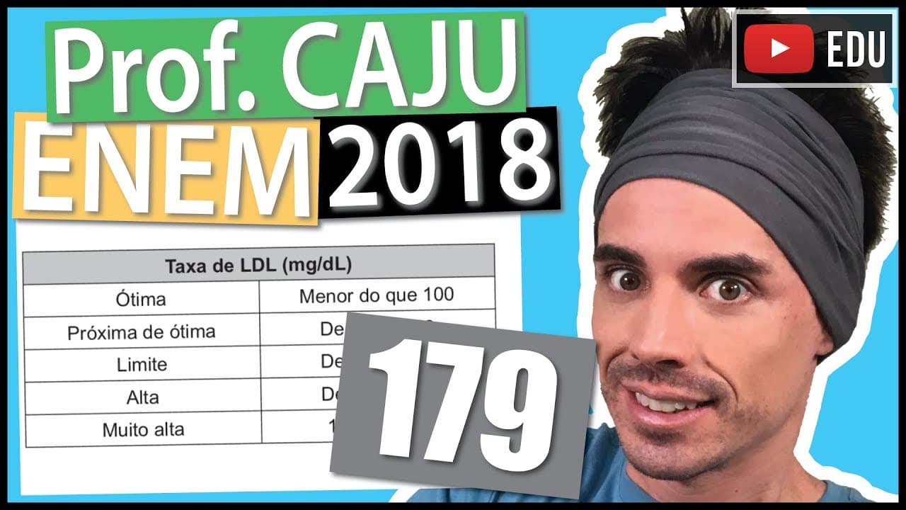 Thumbnail: [ENEM 2018] 179 📓 PORCENTAGEM O colesterol total de uma pessoa é obtido pela soma da taxa do seu