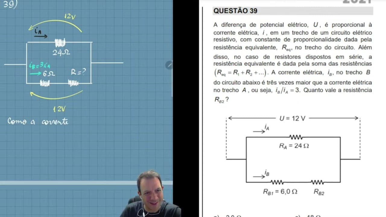 Thumbnail: UNICAMP 2021 | Questão 39 | Primeira Fase | Resolução | Física