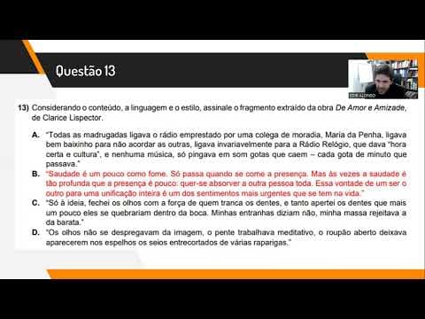Thumbnail da aula: Resolução ACAFE Vestibular de Inverno 2022 - Questão 13: Crônicas de Amor e Amizade