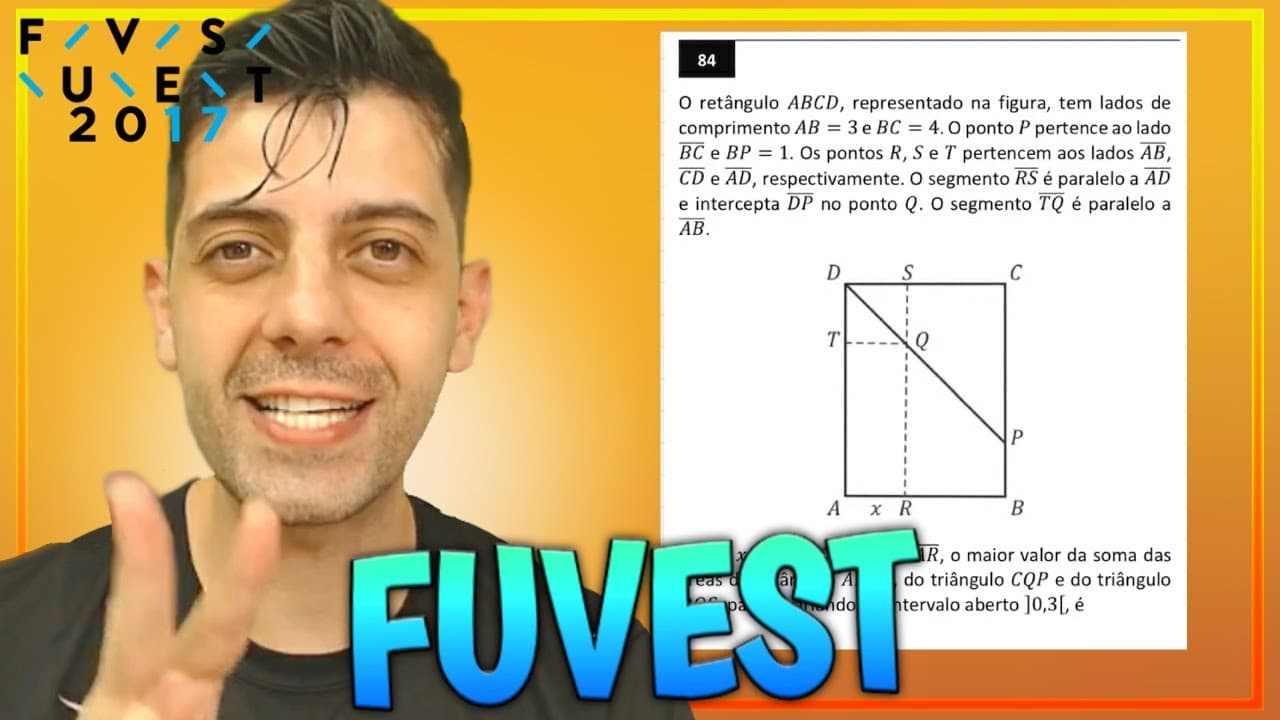 Thumbnail: FUVEST 2017 - Q84 Mat - O retângulo ABCD, representado na figura, tem lados