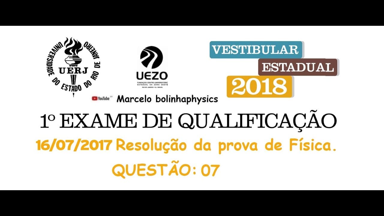 Thumbnail: Resolução da prova de FÍSICA – 1° EXAME DE QUALIFICAÇÃO – UERJ 2018. Questão 07.