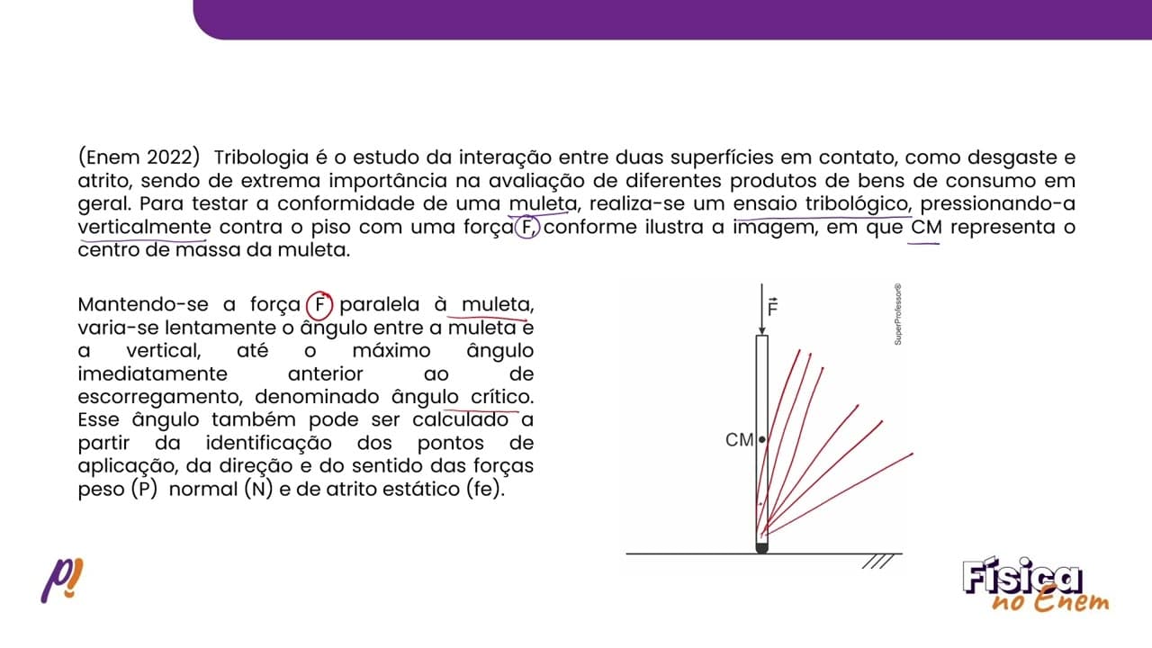 Thumbnail: ENEM 2022 - ESTÁTICA | Tribologia é o estudo da interação entre duas superfícies...