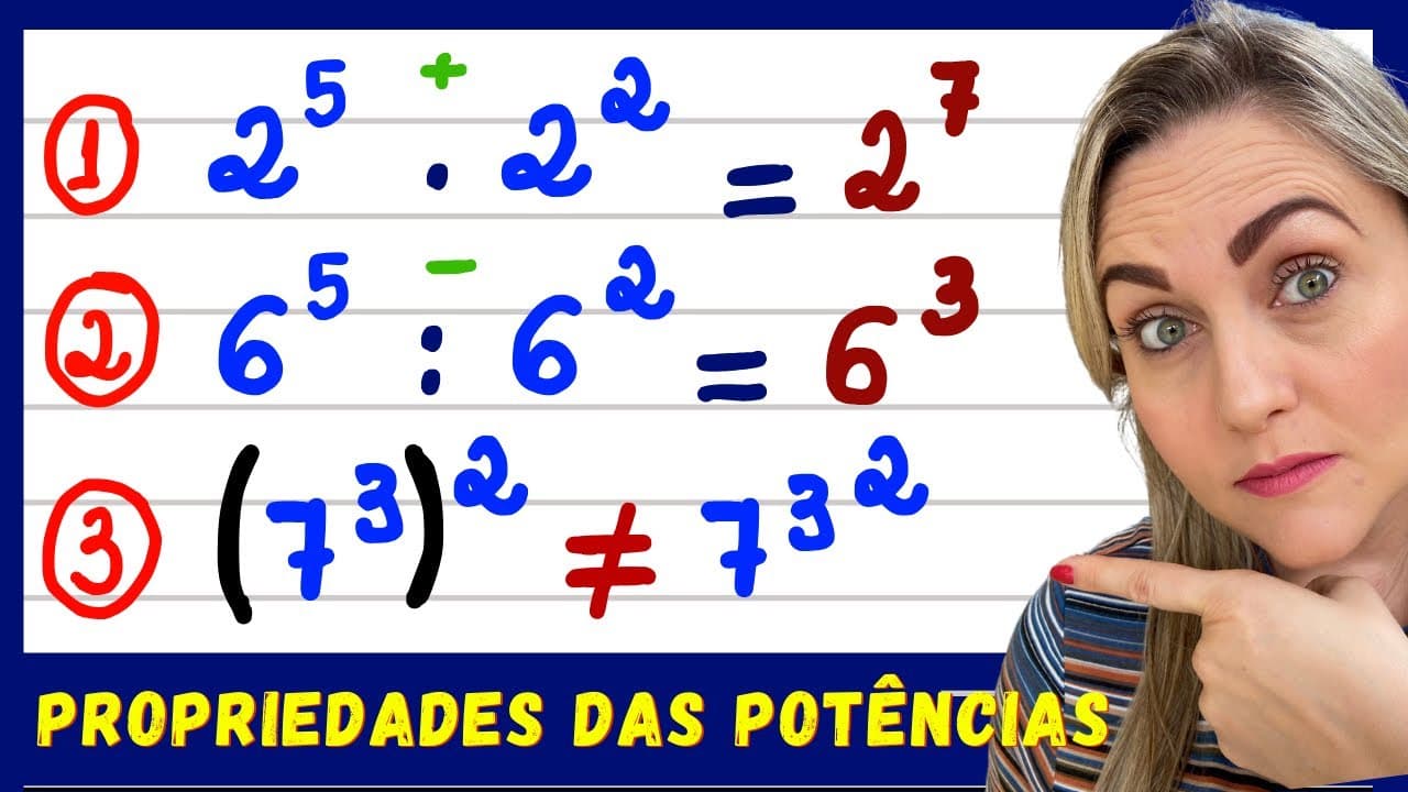 Thumbnail: APRENDA AS PROPRIEDADES DA POTENCIAÇÃO !! EXPLICAÇÃO DO CONTEÚDO! .📚🚀