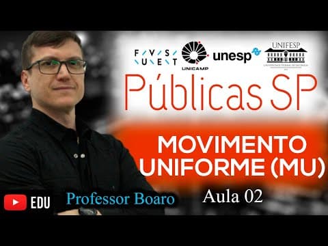 Thumbnail da aula: MOVIMENTO UNIFORME e VELOCIDADE MÉDIA -  FUVEST, UNESP e UNICAMP - EXERCÍCIOS RESOLVIDOS - AULA 2