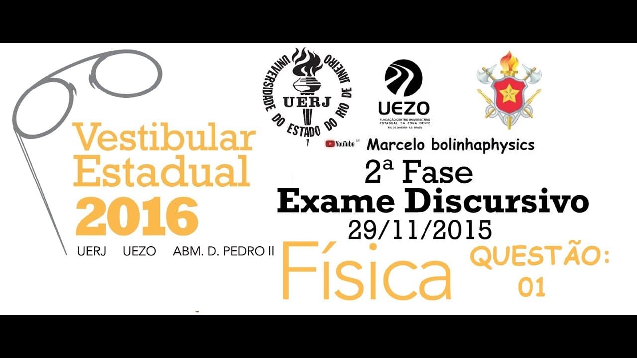 Thumbnail: Resolução da prova de FÍSICA – 2°FASE - EXAME DISCURSIVO– UERJ 2016. Questão 01.