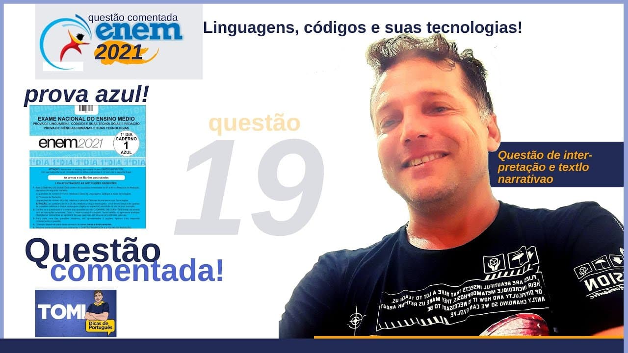 Thumbnail: Questão comentada do #Enem. Texto narrativa e interpretação