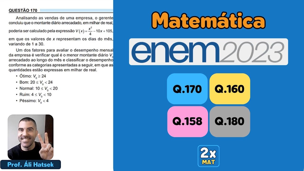 Thumbnail: Resolução Matemática ENEM 2023 - Questão 170 - Caderno Azul - Analisando as vendas de uma empresa