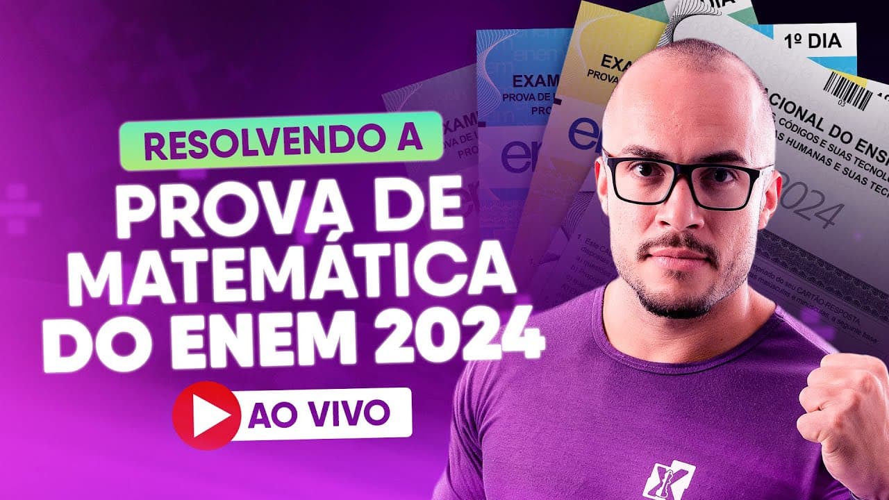Thumbnail: CORREÇÃO ENEM 2024 AO VIVO: Resolvendo todas as questões e comentando o gabarito!
