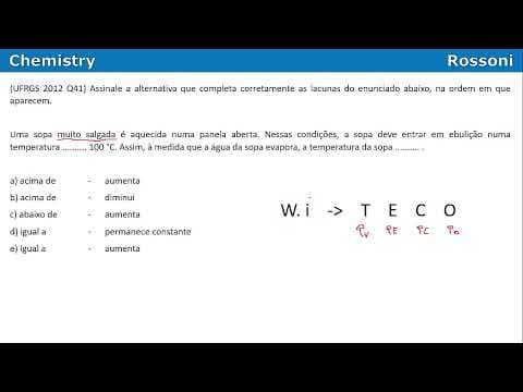 Thumbnail da aula: UFRGS 2012 Química - Questão 41 - Propriedades coligativas na sopa
