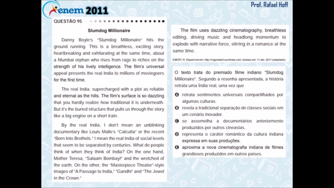 Thumbnail: Inglês Enem 2011 PPL: compreensão de texto (resenha de filme).