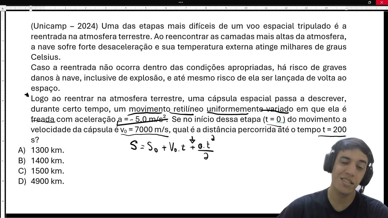 Thumbnail: (Unicamp – 2024) Uma das etapas mais difíceis de um voo espacial tripulado é a reentrada na atmosfer