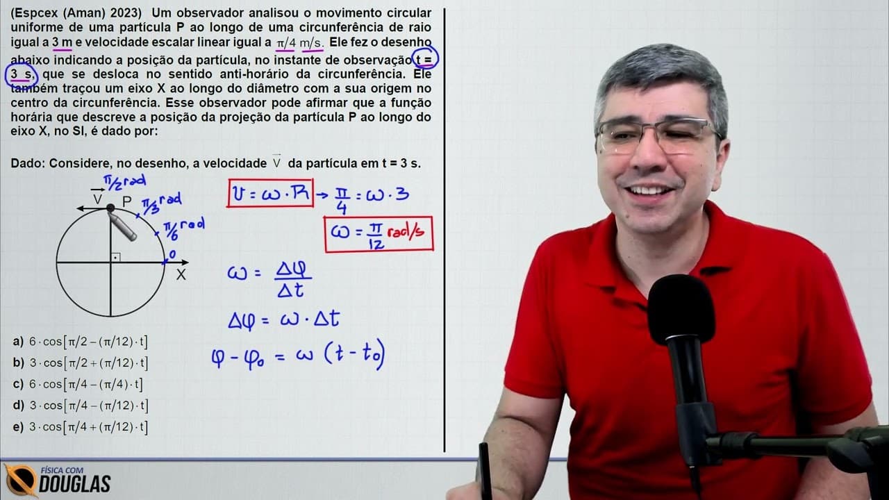 Thumbnail: (Espcex (Aman) 2023) Um observador analisou o movimento circular uniforme de uma partícula