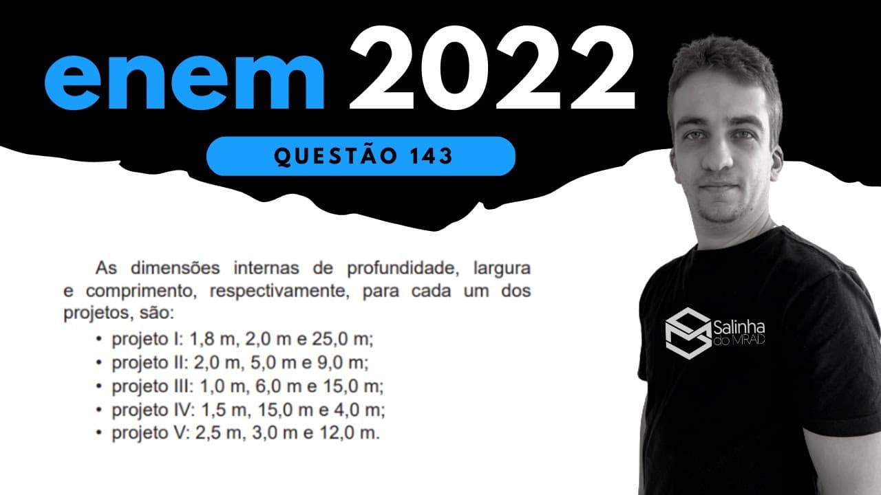 Thumbnail: ENEM 2022 - QUESTÃO 143 - PARALELEPÍPEDO - Um casal planeja construir em sua chácara uma piscina com