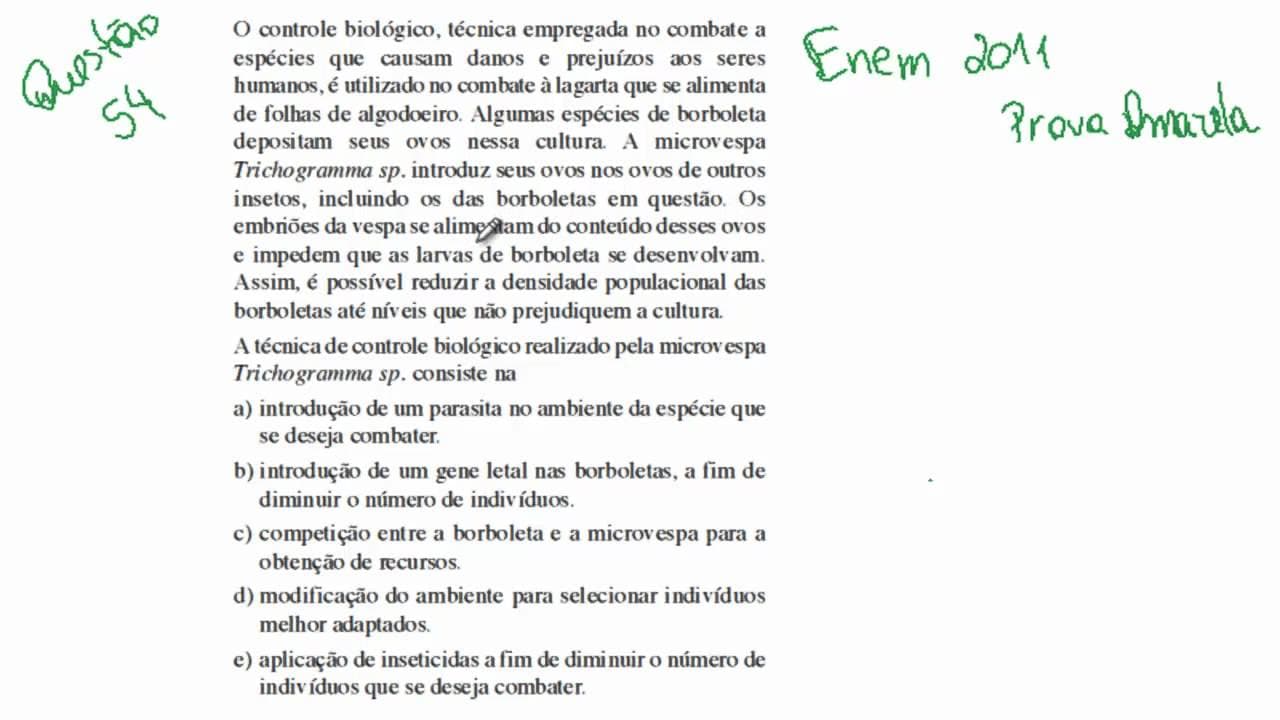 Thumbnail: ENEM 2011 - Biologia (Prova Amarela) - Questão 54